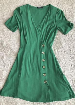 Зелена сукня на запах платье zara mango h&m