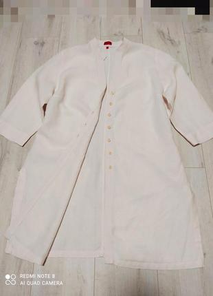 Удлиненная льняная рубашка-туника nadine h. размер 42 европейский (м-l). состав: 100% лён4 фото