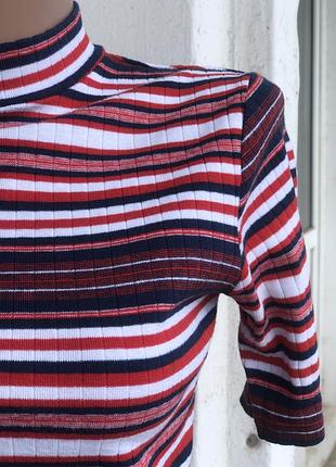 Кроп топ полосатый с горловиной, топ футболка топик papaya