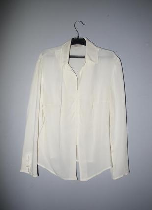 100% silk рубашка -блуза кремовая ( молочный белый ) интересный крой винтаж
