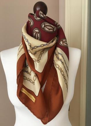Шелковый платок шарф палантин cartier, 'les must de cartier' vintage scarf 100% шелк рауль8 фото