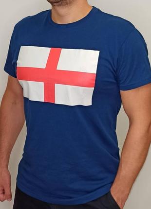 Футболка мужская синяя с принтом regular fit размер - m