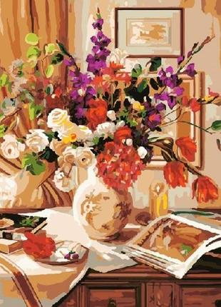 Картина за номерами букет на комоді браш