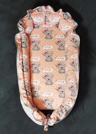 It's a girl кокон-гнездышко для новорожденных 0-18 мес. kuzya production