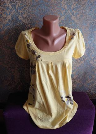 Легка літня футболка блуза блузка блузочка туніка для вагітних на животик р. s/m6 фото