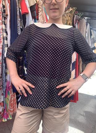 Блуза в горошек летняя блуза шифоновая блузка кофточка3 фото