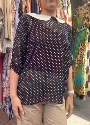 Блуза в горошек летняя блуза шифоновая блузка кофточка4 фото