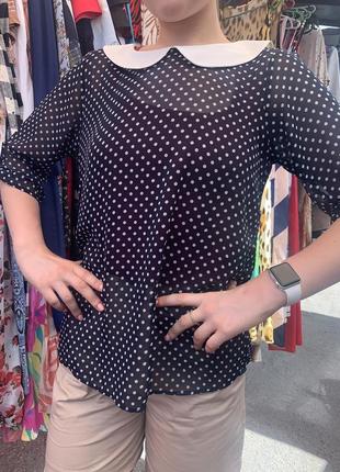 Блуза в горошек летняя блуза шифоновая блузка кофточка7 фото