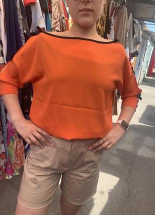 Оранжевая блуза шифоновая летняя кофточка