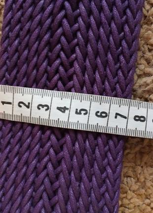 Ремень плетенный  шнур, кожа фиолетового цвета4 фото