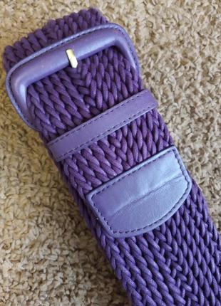 Ремень плетенный  шнур, кожа фиолетового цвета1 фото