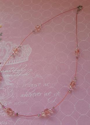 Чокер бисер кристал розов колье ожерелье hand made бижутер тренд бусы5 фото