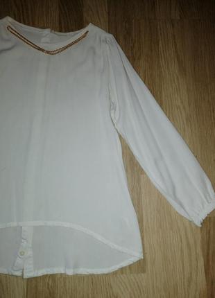 Блузка рубашка белая стильная для девочки, туника, вискоза5 фото