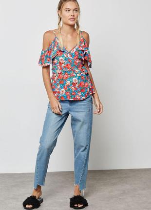 Topshop-яркий топ на запах в цветочный принт!  р.-40