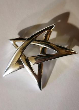 Вінтажна американська брошка зірка п'ятикутна метал