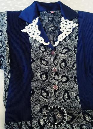 Платье-халат mirsan tekstil (турция) с атласными вставками,кружевом и поясом2 фото