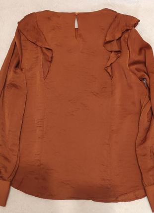Ніжна блуза з рюшами цегляного кольору2 фото