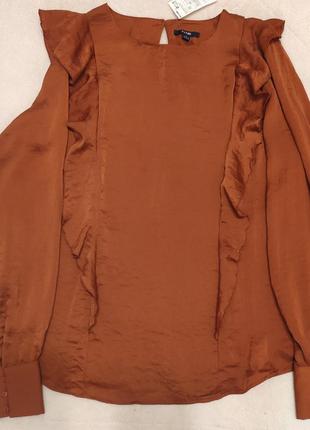 Ніжна блуза з рюшами цегляного кольору1 фото