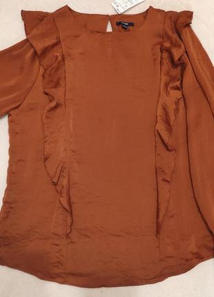 Ніжна блуза з рюшами цегляного кольору3 фото