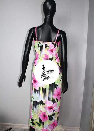 Яскраве квіткове міді сукня сукня mei na fashion квітковий квітковий принт максі4 фото