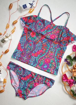 Суперовий підлітковий роздільний купальник квітковий принт пейслі next 🍒🍓🍒