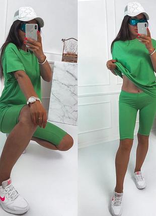 Костюм двойка велосипедки туника трикотаж