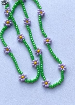 Чокер/ намисто з бісеру квітковий яскраве літо