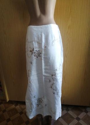 Красивейшая юбка льняная с вышивкой2 фото