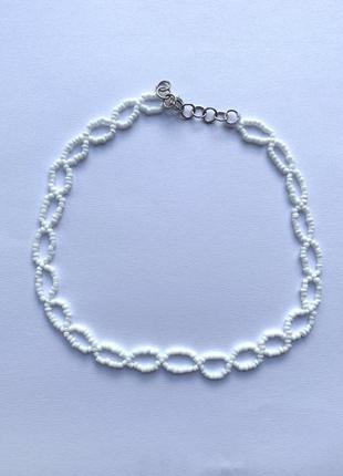 Чокер/ ожерелье белый из матового бисера матовый чокеры1 фото