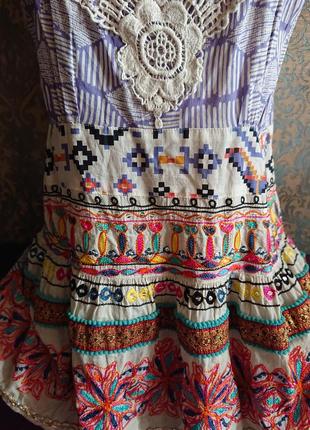 Красивая натуральная майка футболка в этно стиле с вышивкой р.44/466 фото