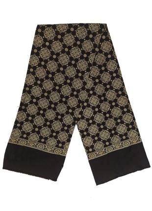 Темно-коричневий вовняний італійський шарф з візерунками (125х23см) 85% вовна, 15% шовк1 фото