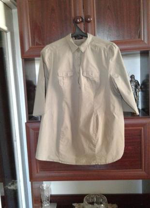 Бавовняна стрейчева блузка сорочка в стилі сафарі для вагітних h&m mama батал