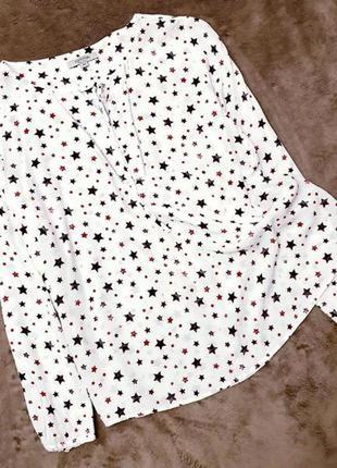 Comma рубашка спереди на завязке сорочка біла вискоза 44 белая звезды пог 59 см1 фото