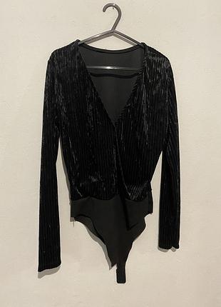 Чёрное бархатное боди