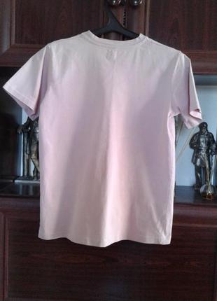 Подростковая хлопковая розовая футболка с принтом на груди l.o.g.g. h&m2 фото