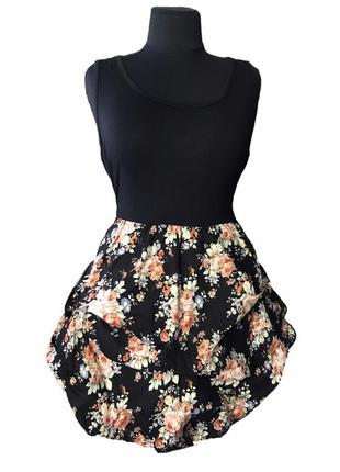 Хлопковое платье баллон в цветах кукольное винтаж винтажное ax paris2 фото