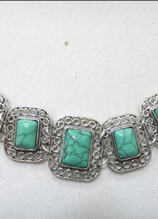 Браслет с натуральным камнем бирюза