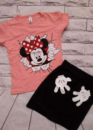 Модні костюми для дівчаток футболка і спідничка міккі