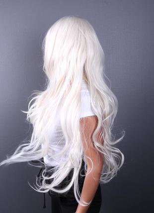 Парик zadira белый блонд женский длинный волнистый на сетке из термоволос2 фото