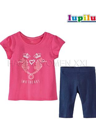 2-4 года костюм для девочки туника и лосины капри футболка лосинки укороченные летний комплект лето