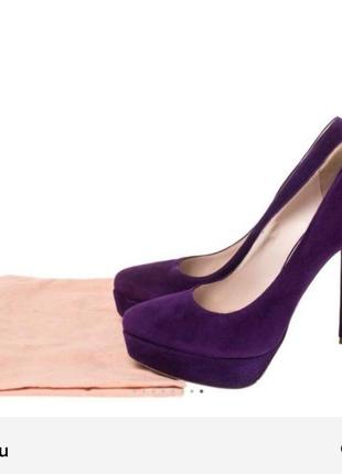 Фиолетовые замшевые туфли miu miu prada5 фото