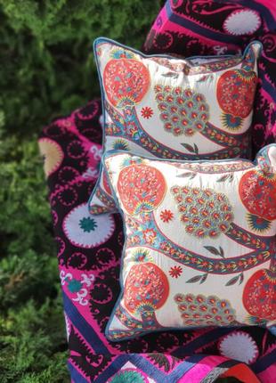 Декоративна наволочка "анор" (гранат) шовк з ручною вишивкою. узбекистан2 фото