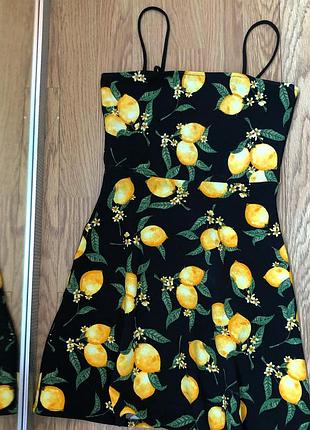 Сукня міні брителі принт лимони стильне базове