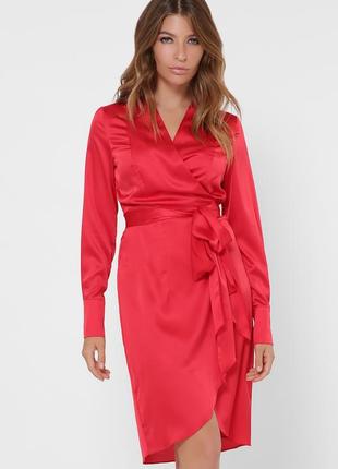 Стильна червона сукня на запах | 48126