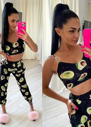 Костюм двійка штани топ супер софт принт