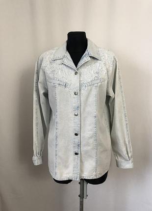 Together! вінтаж джинс сорочка вишиванка варенка блакитна