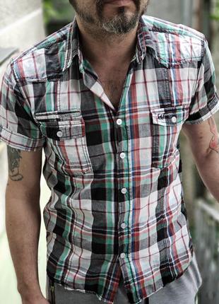 Сорочка в клітинку ковбойська з коротким рукавом літня jack & jones р. m original