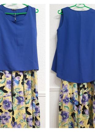 Яскравий жовто- синій літній костюм3 фото