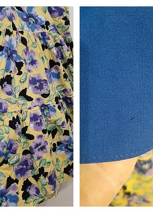 Яскравий жовто- синій літній костюм4 фото