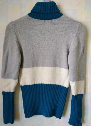 Гольф свитер шерсть принт серый синий белый ажурный новый турция2 фото